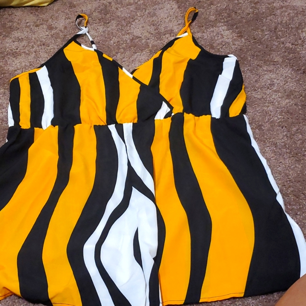 Black, yellow and white Shein romper